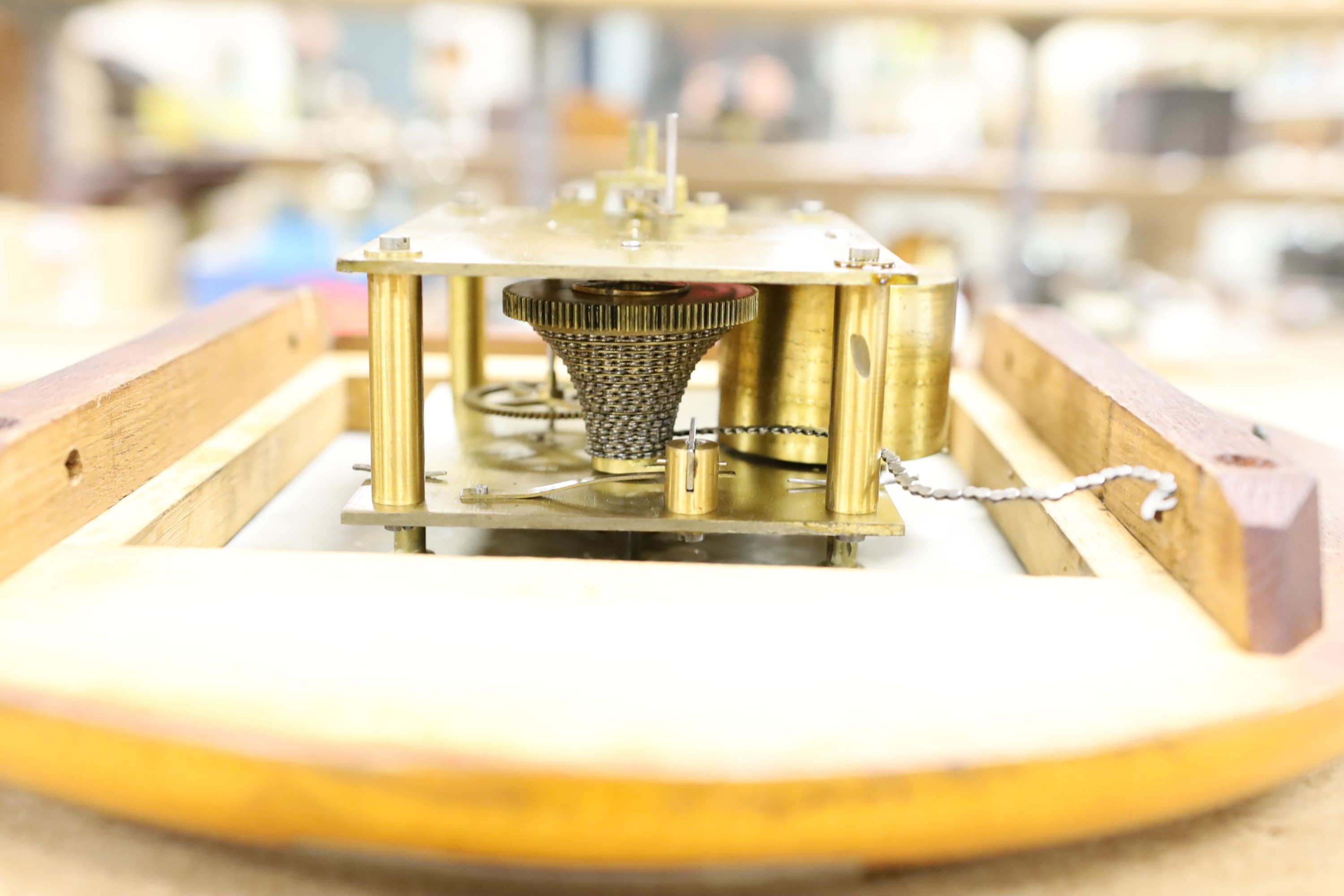 A Victorian oak-cased dial clock, signed JW Benson, London, 38 cms diameter.